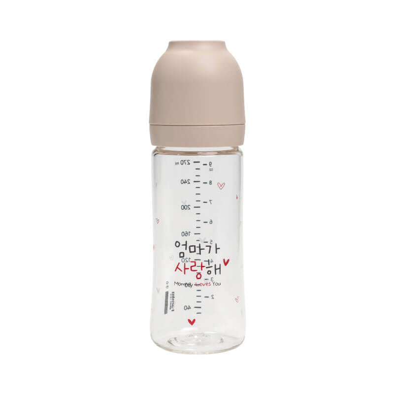 ขวดนม PA - HAENIM รุ่น NOTHING™ ขนาด 9 ออนซ์ ลาย MOM สีเบจ (ไม่รวมจุกนม)_0